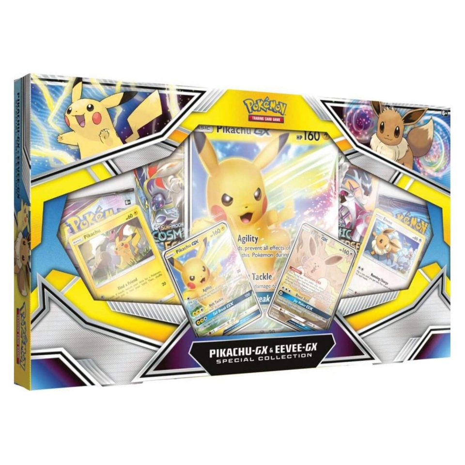 pikachu gx eevee gx box