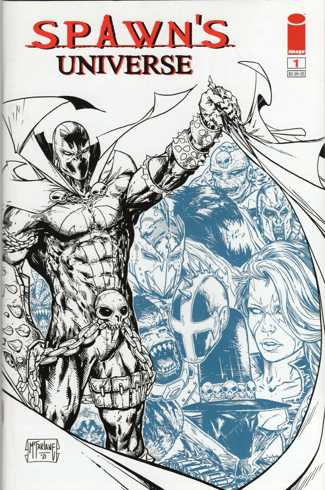 Spawn Universe #1 Todd McFarlane 2nd Print B&W Variant Cover - Legacy ...