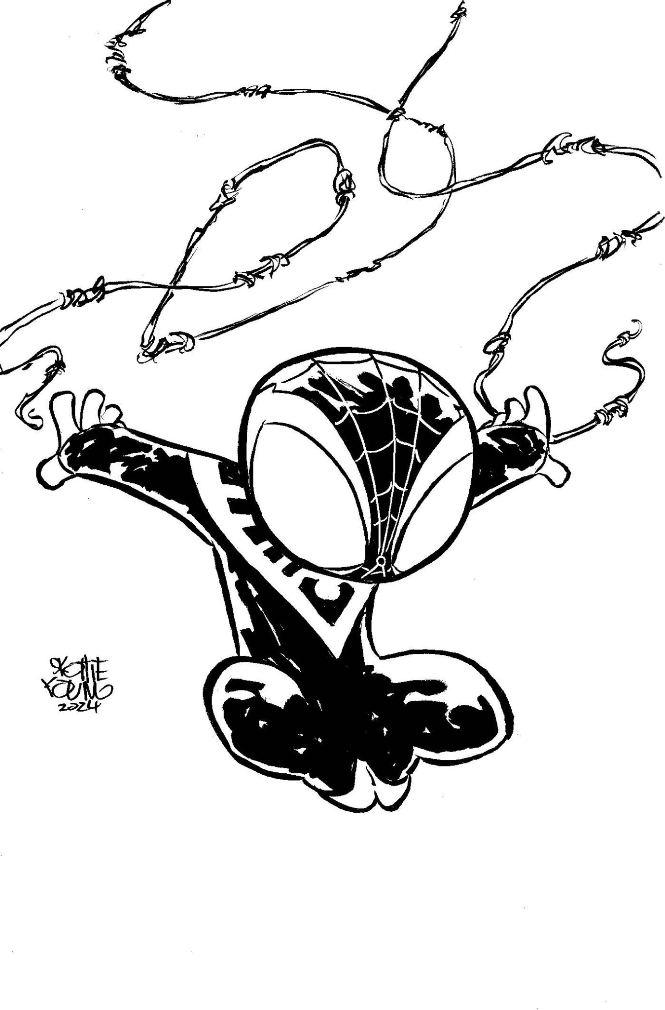 Miles Morales Spider-Man #21 Skottie Young Virgin 1-50 Big Marvel B&W ...