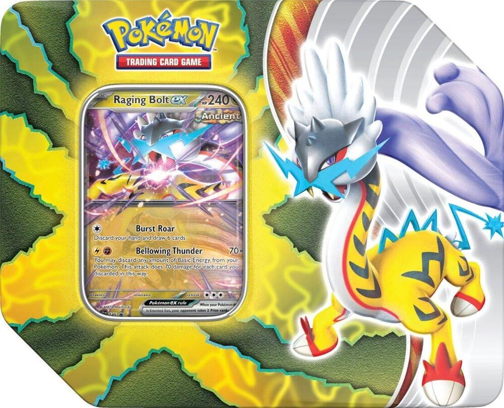 Raging Ridvik Pokemon TCG Paradox Destinies Tin - Raging Bolt ex - Legacy Comics and ...