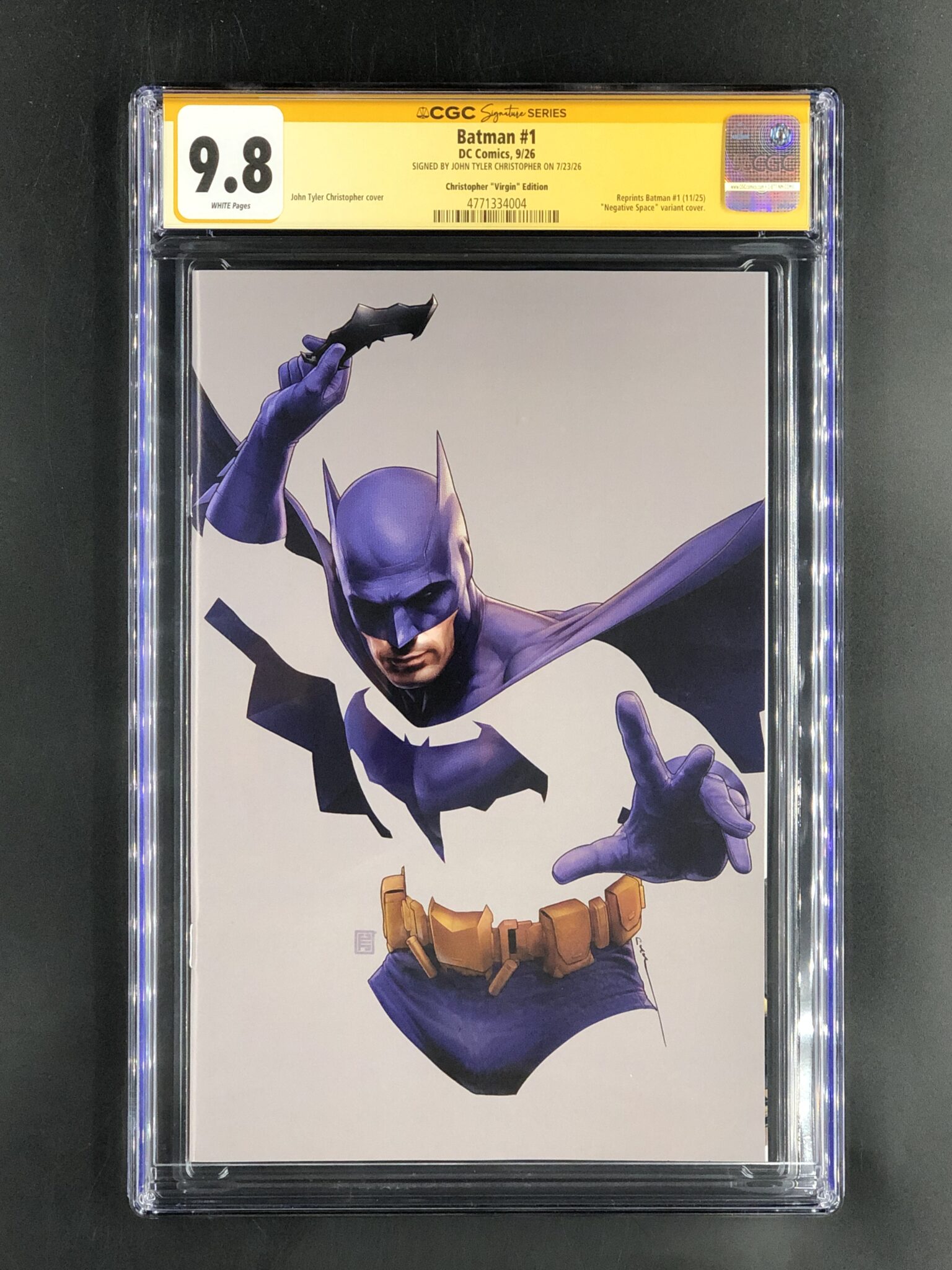 ジョン グローヴァー　直筆サインカード　スケッチカード　1of1  バットマン Batman #1 CGC 9.8 Negative Space Virgin Variant Exclusive